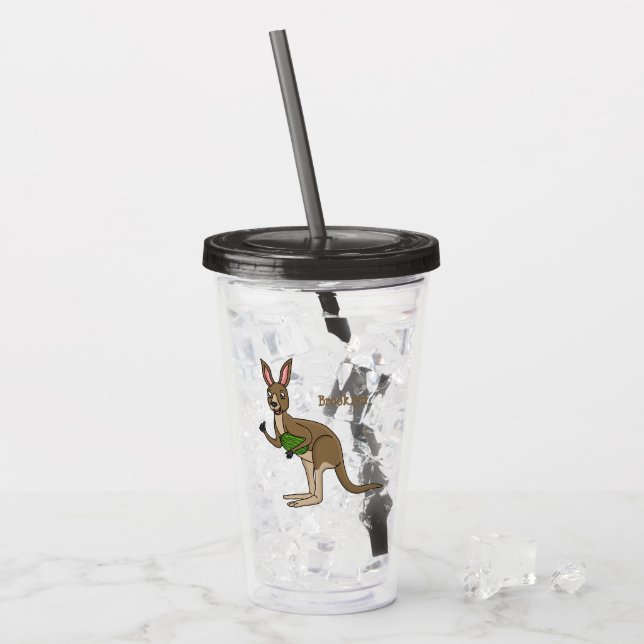 Cute lycklig australiska känguru illustration take away mugg (Framsida Ice)