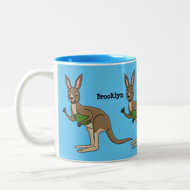 Cute lycklig australiska känguru illustration Två-Tonad mugg (Vänster)