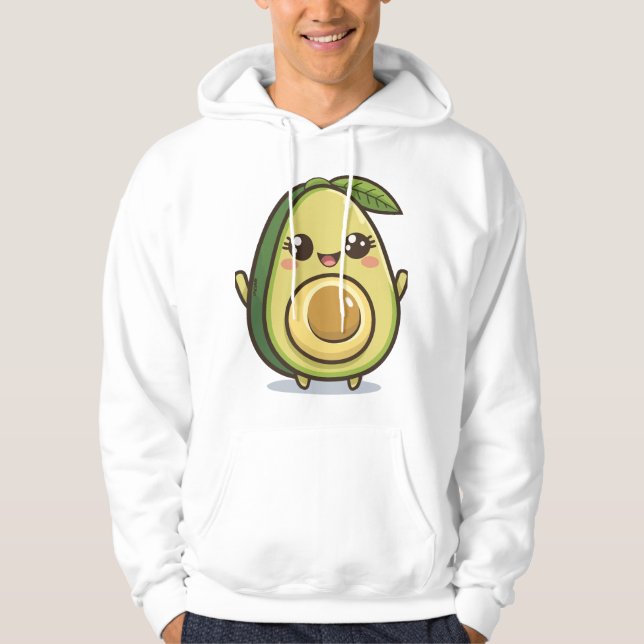Cute Lycklig Avocado - Kawaii Graphic Design Hoodie (Framsida)