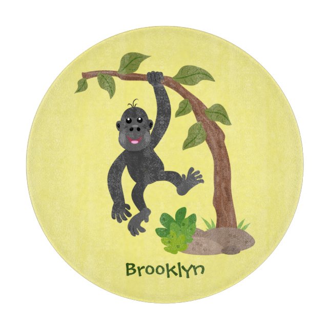 Cute lycklig baby gorilla tecknad illustration (Framsidan)
