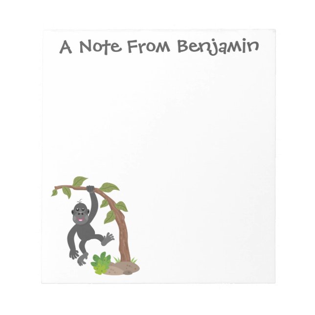Cute lycklig baby gorilla tecknad illustration anteckningsblock (Framsida)
