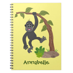 Cute lycklig baby gorilla tecknad illustration anteckningsbok