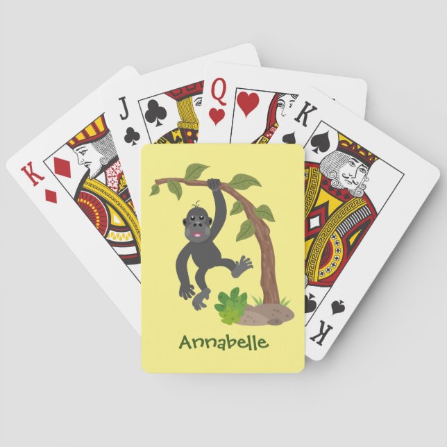 Cute lycklig baby gorilla tecknad illustration casinokort (Baksidan)