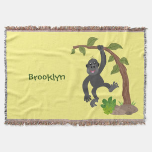 Cute lycklig baby gorilla tecknad illustration filt