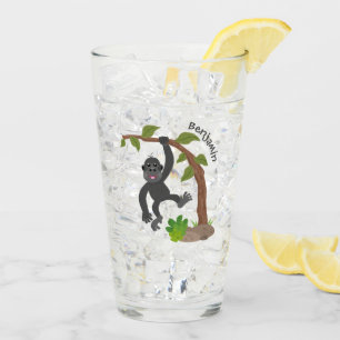 Cute lycklig baby gorilla tecknad illustration glaskopp