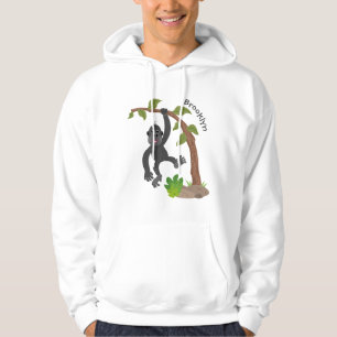 Cute lycklig baby gorilla tecknad illustration hoodie