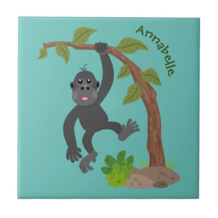 Cute lycklig baby gorilla tecknad illustration kakelplatta