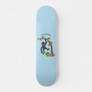 Cute lycklig baby gorilla tecknad illustration mini skateboard bräda 18,5 cm