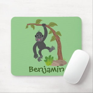 Cute lycklig baby gorilla tecknad illustration musmatta