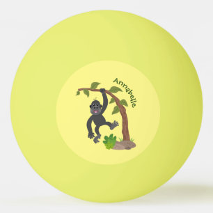 Cute lycklig baby gorilla tecknad illustration pingisboll