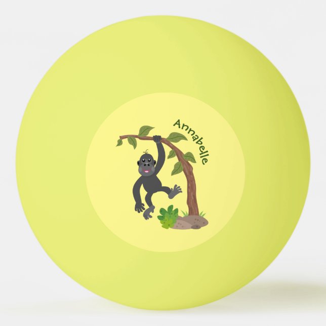 Cute lycklig baby gorilla tecknad illustration pingisboll (Framsidan)