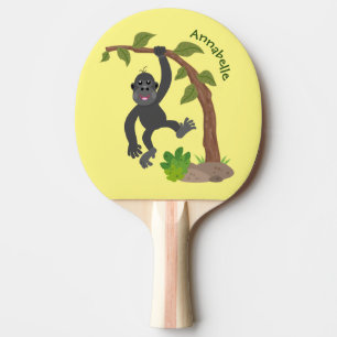 Cute lycklig baby gorilla tecknad illustration pingisracket