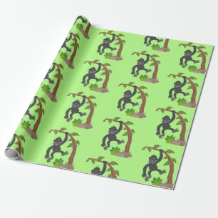 Cute lycklig baby gorilla tecknad illustration presentpapper