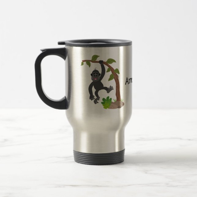 Cute lycklig baby gorilla tecknad illustration resemugg (Vänster)