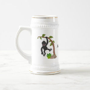 Cute lycklig baby gorilla tecknad illustration sejdel