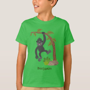 Cute lycklig baby gorilla tecknad illustration t shirt