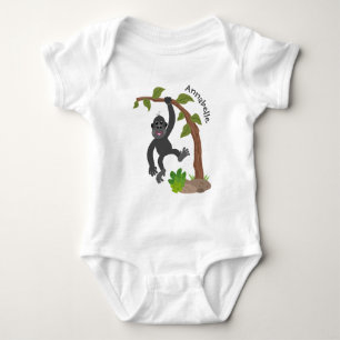 Cute lycklig baby gorilla tecknad illustration t shirt