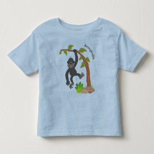 Cute lycklig baby gorilla tecknad illustration t shirt