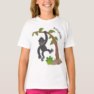 Cute lycklig baby gorilla tecknad illustration t shirt