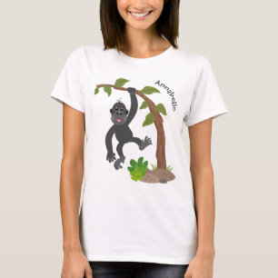 Cute lycklig baby gorilla tecknad illustration t shirt