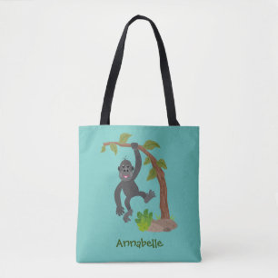 Cute lycklig baby gorilla tecknad illustration tygkasse