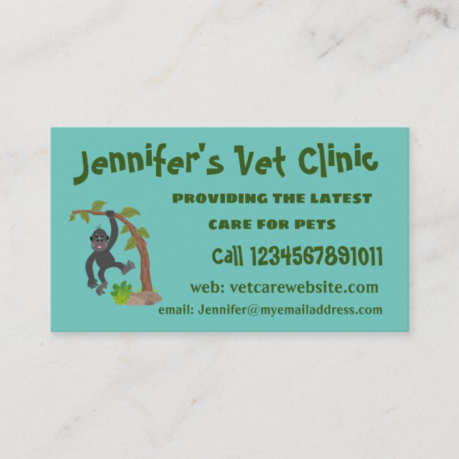 Cute lycklig baby gorilla tecknad illustration visitkort (Framsida)