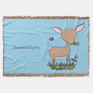 Cute lycklig baby hjort tecknad illustration filt