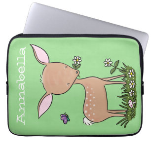 Cute lycklig baby hjort tecknad illustration laptop fodral
