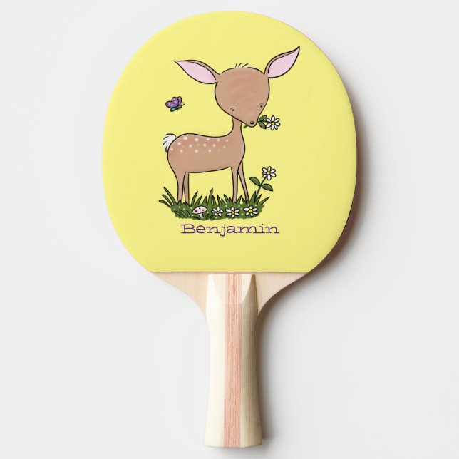 Cute lycklig baby hjort tecknad illustration pingisracket (Framsidan)