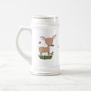 Cute lycklig baby hjort tecknad illustration sejdel