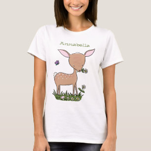 Cute lycklig baby hjort tecknad illustration t shirt