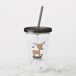 Cute lycklig baby hjort tecknad illustration take away mugg