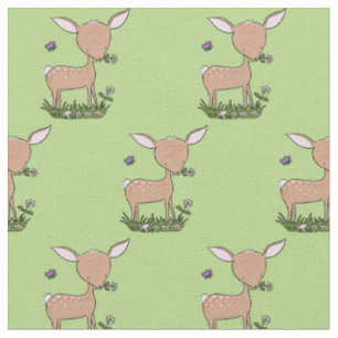 Cute lycklig baby hjort tecknad illustration tyg