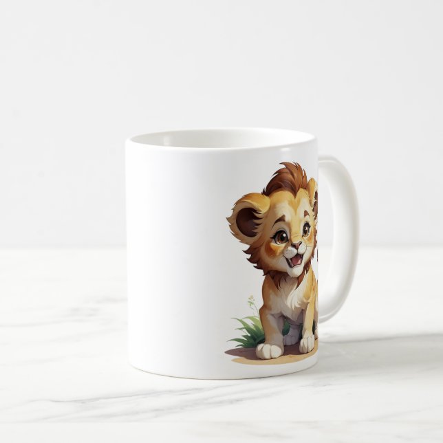 Cute Lycklig Baby Lejon Safari Kaffemugg (Framsida höger)