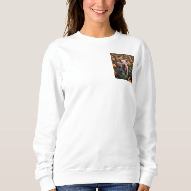 Cute Lycklig Baby Pig in the Pumpkin Patch T Shirt (Framsida)
