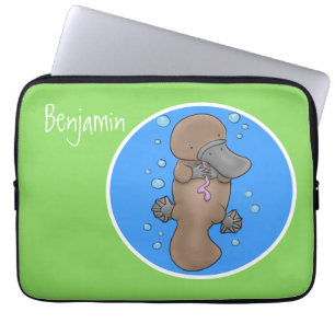Cute lycklig baby platypus illustration laptop fodral