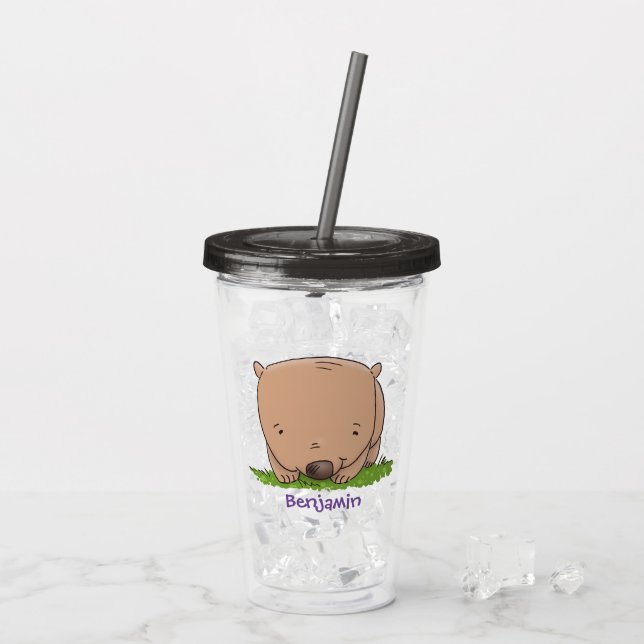 Cute lycklig baby-tecknad för livbat take away mugg (Baksida Ice)