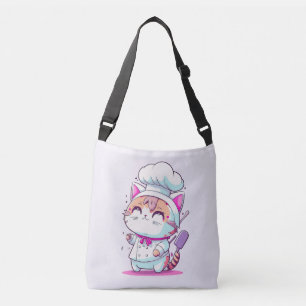 Cute Lycklig Baker Pastry Chef Cat Kitten   Axelväska