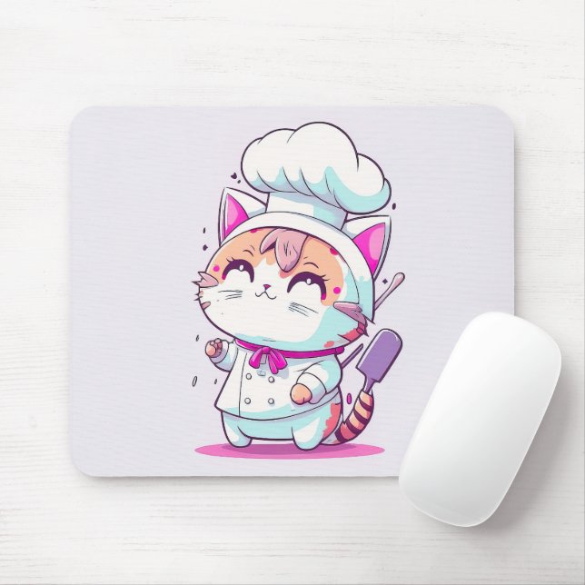 Cute Lycklig Baker Pastry Chef Cat Kitten | Musmatta (Med mus)