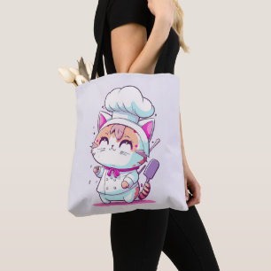 Cute Lycklig Baker Pastry Chef Cat Kitten Tygkasse