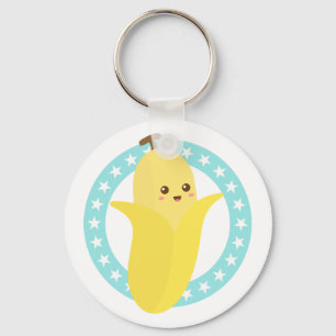 Cute Lycklig Banana Fruit Nyckelring