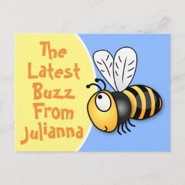 Cute lycklig bee senaste illustration av buzz-teck vykort