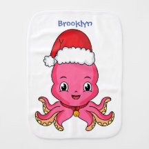 Cute lycklig bläckfisk med julhatt tecknad