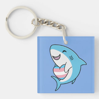 Cute Lycklig Blahaj Blue Shark Holding Trans Heart