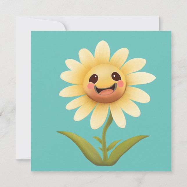 Cute Lycklig-blomman - tack Kort (Framsida)