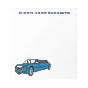 Cute lycklig blue Limousines tecknad car Anteckningsblock
