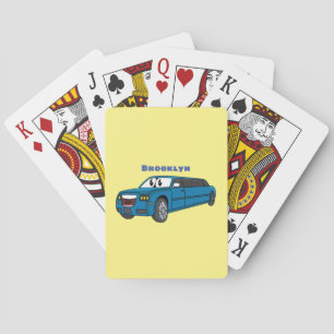 Cute lycklig blue Limousines tecknad car Casinokort
