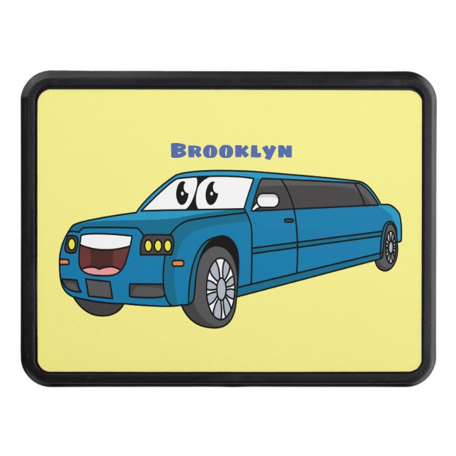 Cute lycklig blue Limousines tecknad car Dragkroksskydd (Framsidan)