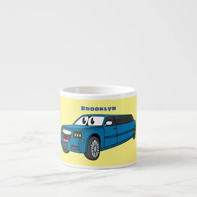 Cute lycklig blue Limousines tecknad car Espressomugg (Framsidan)
