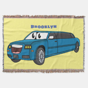 Cute lycklig blue Limousines tecknad car Filt